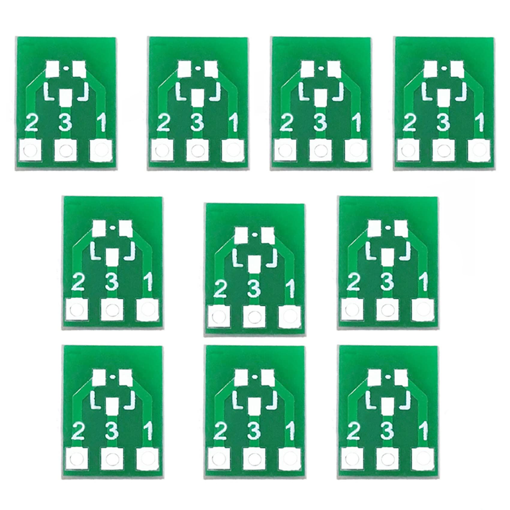 Wlauqueta 50x SOT23 Auf SIP3 Adapterplatine – SMD Auf DIP, Doppelseitig, FR-4, 2,54 Mm Raster, Grün