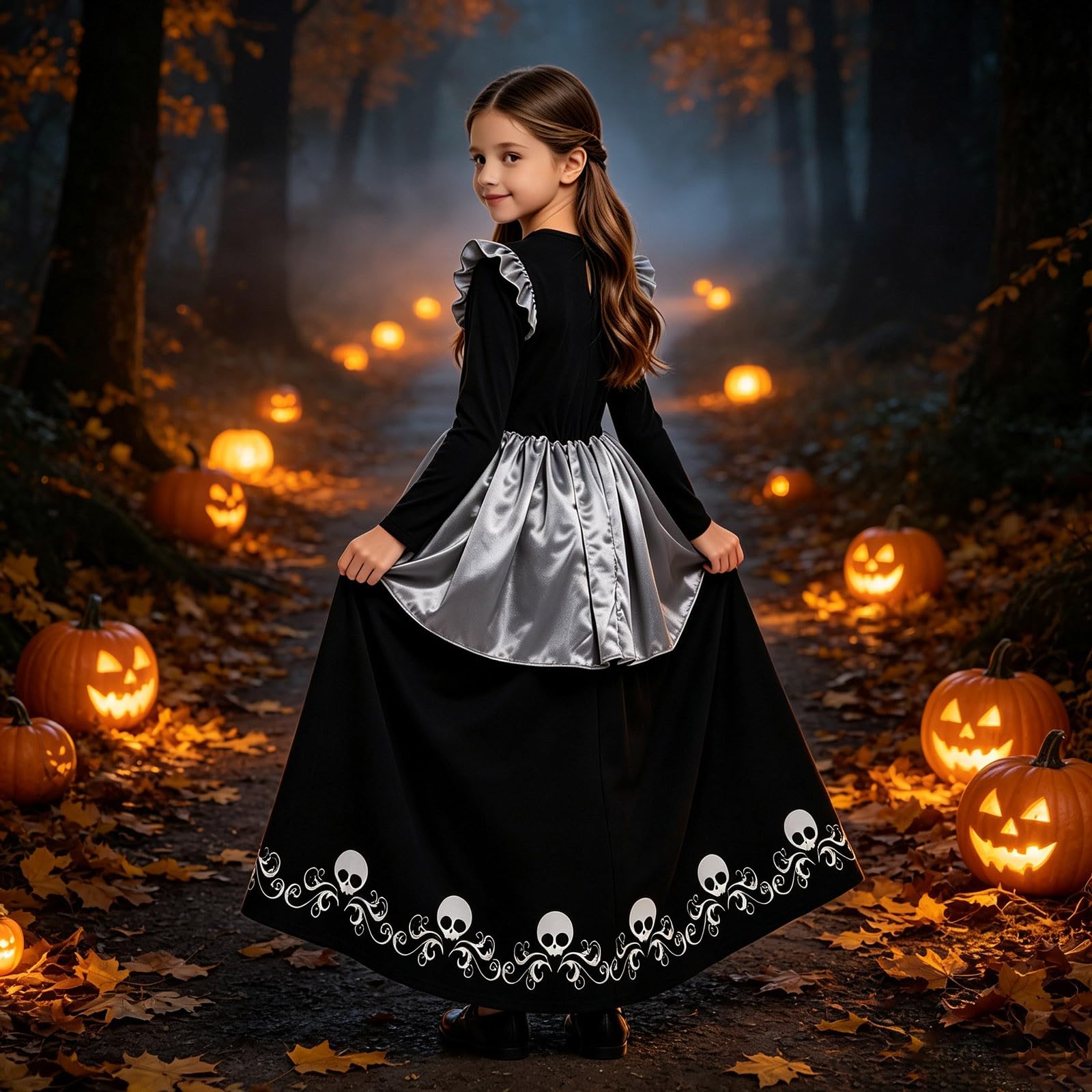 Generico Costume Medievale Bambina Abito Bianco e Oro da Principessa per Spettacolo Travestimento Femminile Elegante