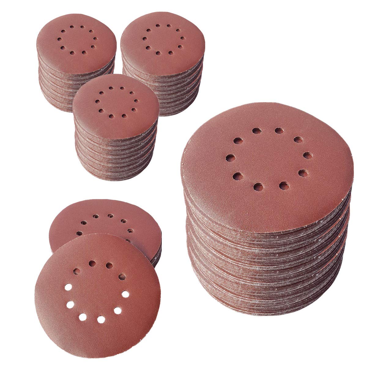 100 discos abrasivos de KLETT Ø 225 mm con 10 agujeros, grano P40, lijadora excéntrica de cuello largo, lijadora orbital de Bohrfux