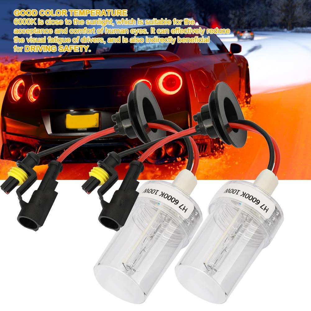 KIMISS Bright Xenon Light, 2Pcs 100W H7 6000K High Brightness Car Xenon Headlight Head Lamp Ampoules de rechange