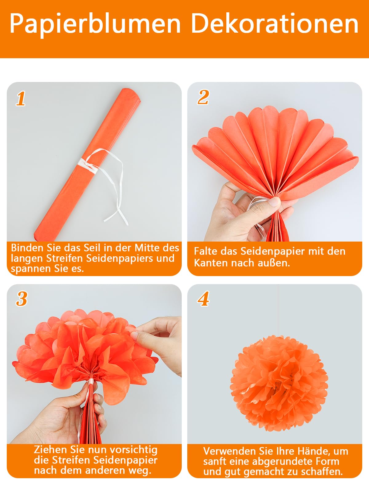 20 Pompon Di Carta Velina Color Oro Rosa - Decorazioni Per Feste E Matrimoni - Foto 12