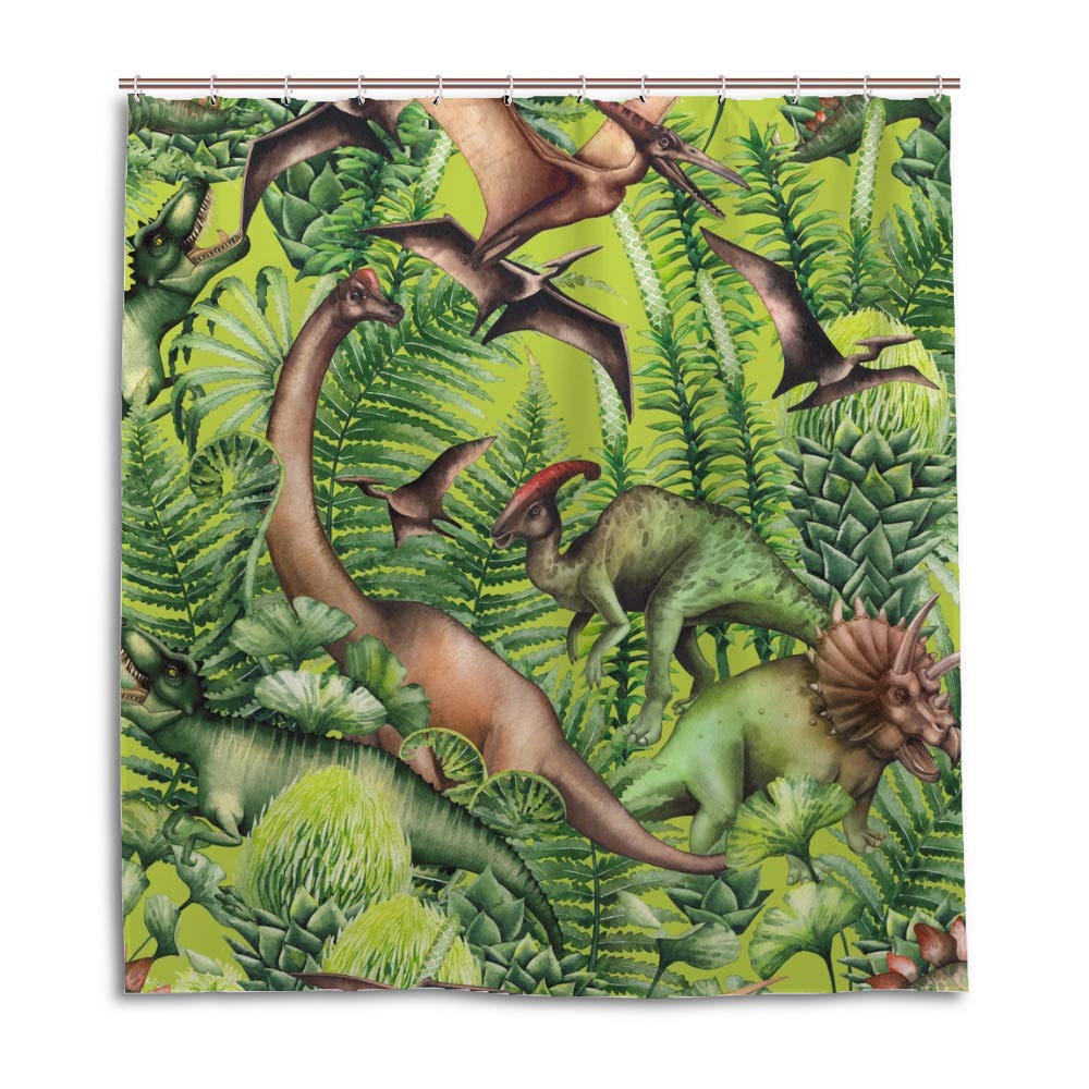 Rideau de douche dinosaure imperméable lavable pour stopper les fuites d'eau
