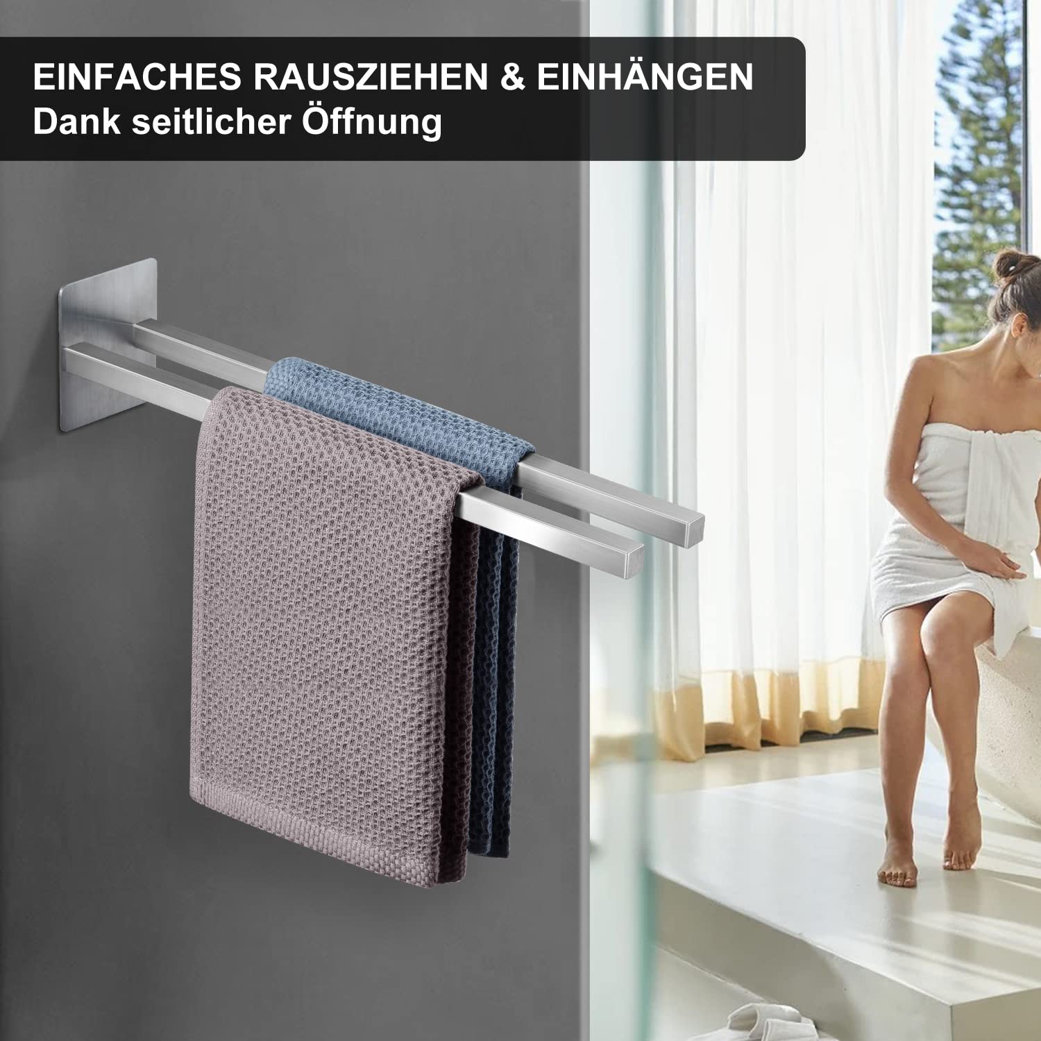 Porte Serviette Sur Pied Porte-serviettes ALOCEO - Adhésif Sans Perçage (38cm, Acier Inoxydable) Lapeyre Salle De Bain