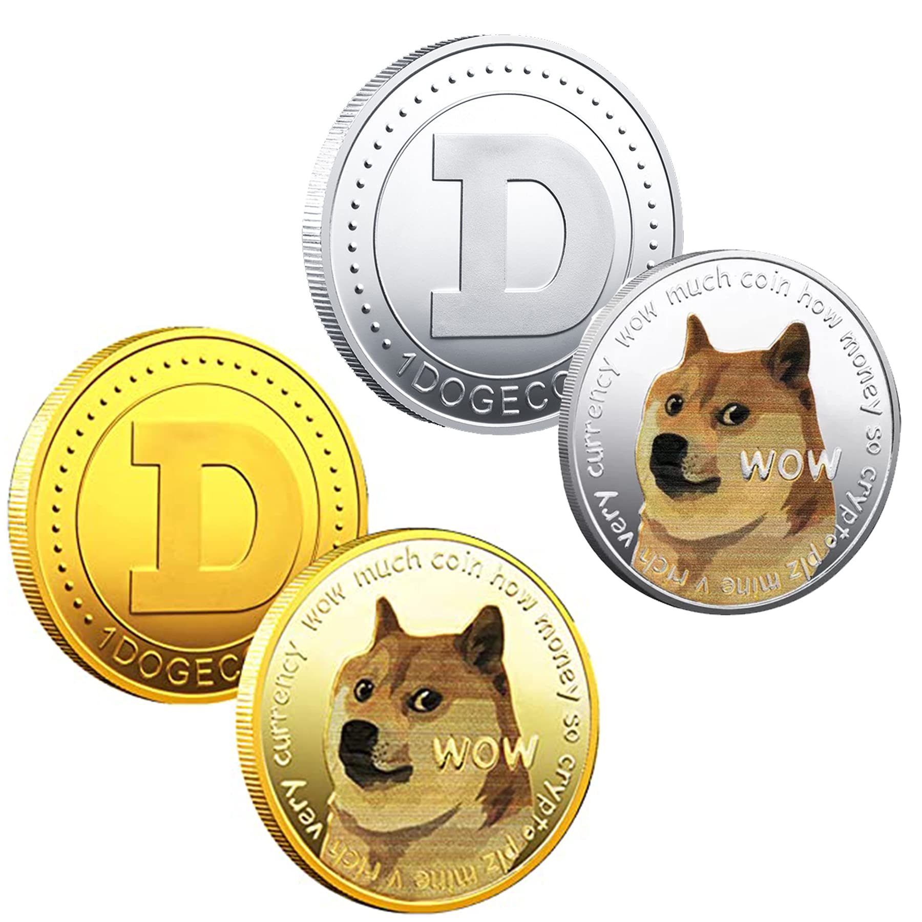 Dogecoin Coin 2pc Gold Plated Doge Coin 2021 New Crypto Coins Art  Collection Dia 40 Mm Doge Coin Token with Protective Case : Amazon.ae