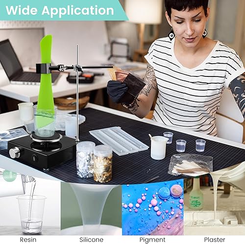Miniatura 9 de Placa de calefacción de resina de vidrio templado para curado rápido y mezclador de resina manos libres, herramientas de fundición de resina