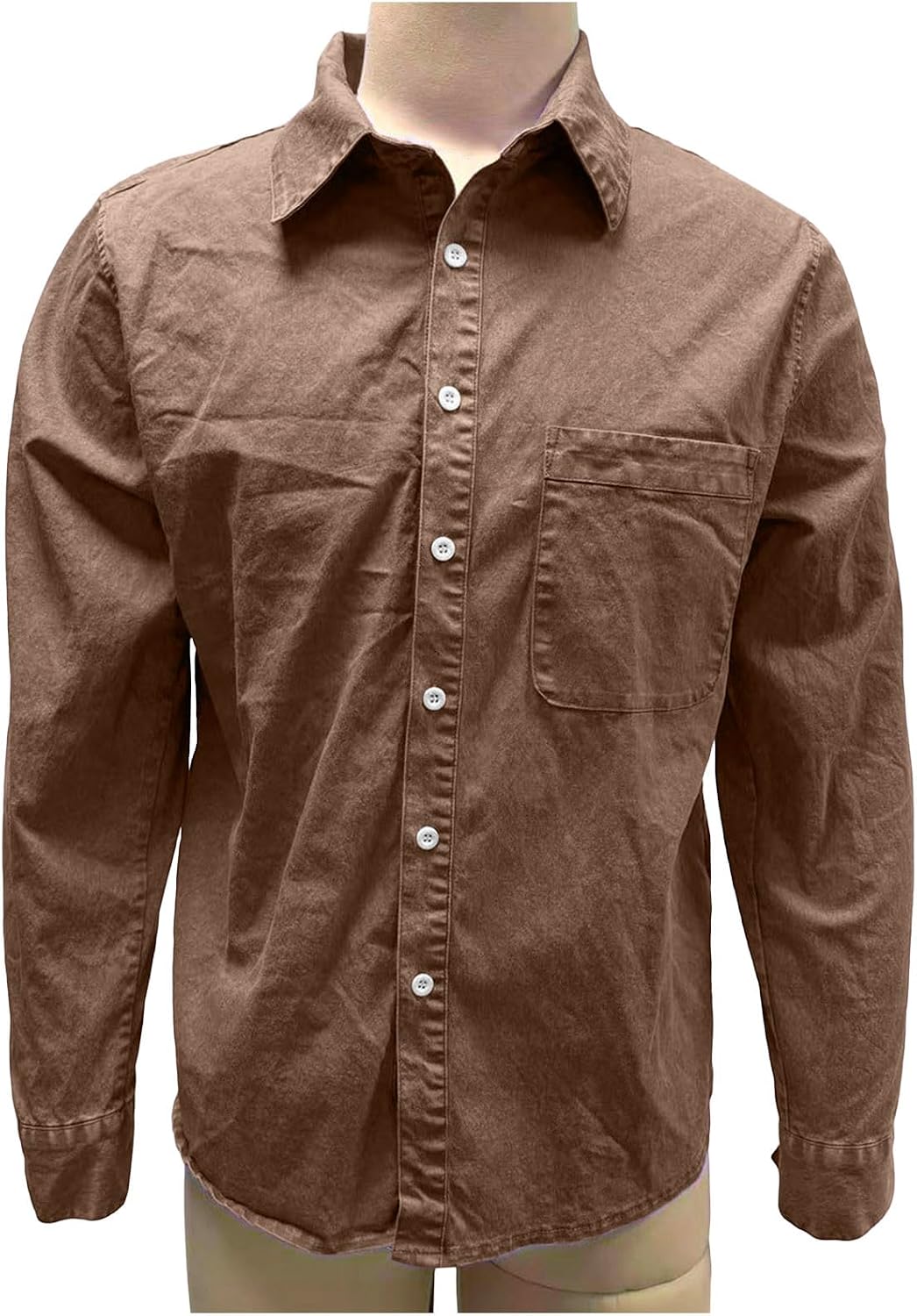 Denim Shirts for Men, Washed Button Down Long Sleeve Blouses | Regular Fit, Long Sleeve Collared, Vintage Denim Tops, Structured Washed Look, Outdoor Hiking Styling