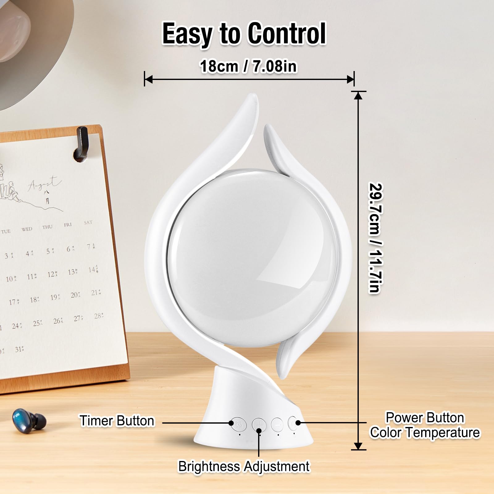 Lampada diurna 15000 Lux, lampada a LED per terapia luminosa senza raggi UV, con 3 temperature di colore, 4 timer e 5 luminosità regolabili, simulazione di luce diurna, luce solare con funzione di