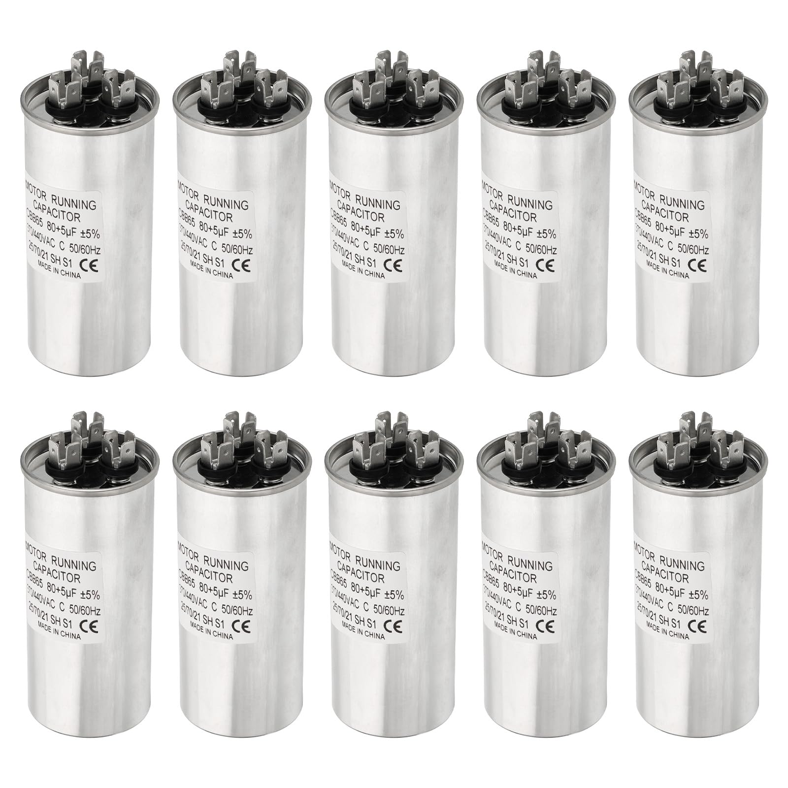 PATIKIL Condensador Arranque Motor CBB65 80/5uF 80+5MFD 370-440V AC 10 Piezas O Bomba Calor Condensador