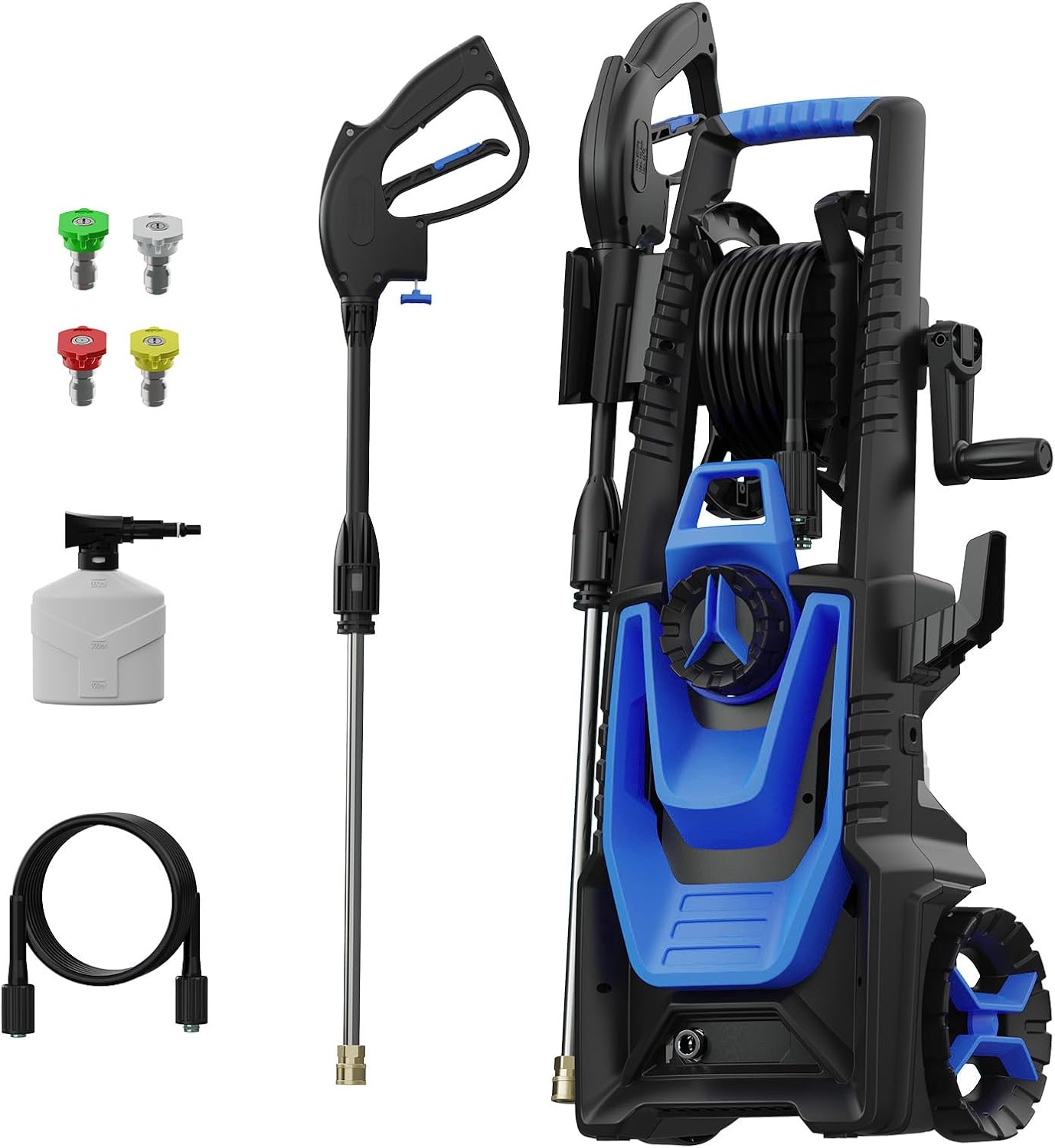 Electric Pressure Washer, 5000PSI 3.2GPM Power Washer with Hose Reel, Foam Cannon, Car Washing Machine with 20FT Hose, 35FT Cord, High Pressure Washer for Deck, Driveway, Patio, Blue