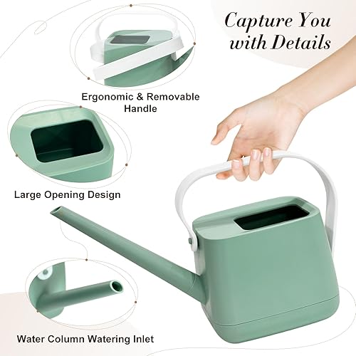 Miniatura 6 de Regadera pequeña, regadera para plantas de interior con boquilla larga extraíble y asa, regadera de plantas para plantas de casa, flores, jardín,