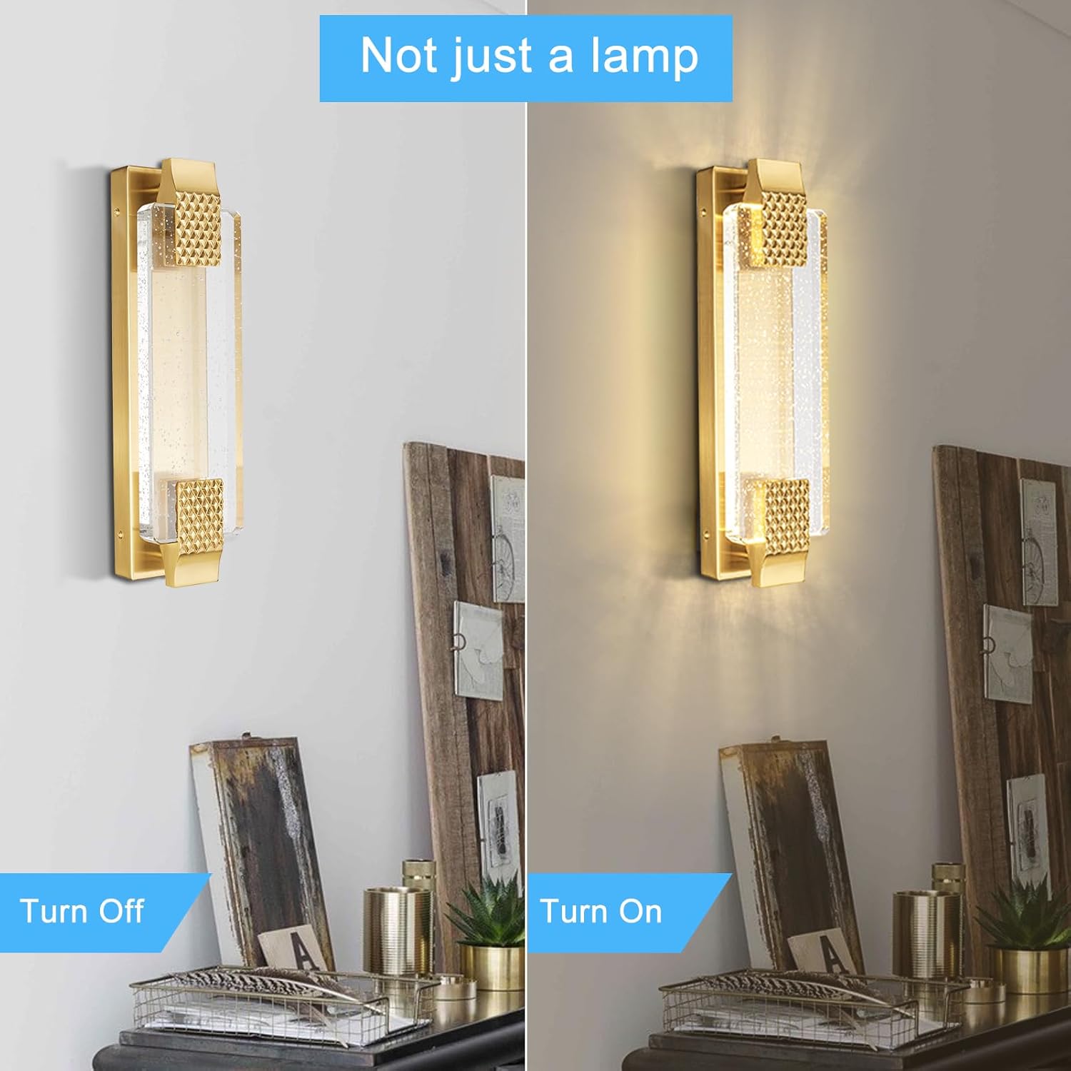 Wall Sconce Bubble Glass & Metal Frame 8W LED Hardwired Wall Lighting Fixtures for Bedroom Living Room Porch(Golden,1pc)