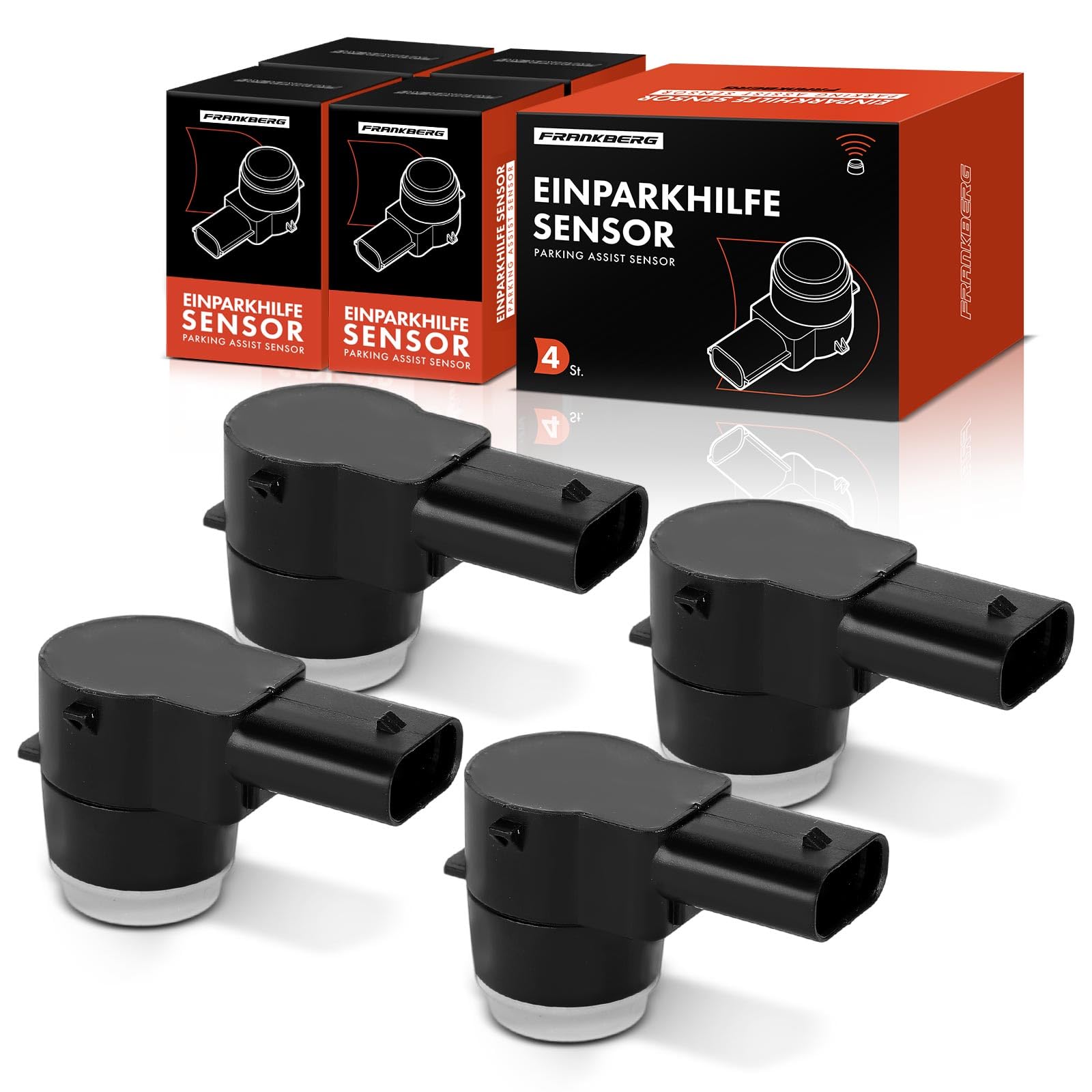 Frankberg 4 sensori di parcheggio anteriori e posteriori 7L5919275B | Compatibile con: Altaea XL 5P5 5P8, E.O.S 1F7 1F8, T.o.u.r.a.n 1T1 1T2, Leone 1P1, C.a.d.d.y III MPV 2CB 2CJ 2KB 2KJ