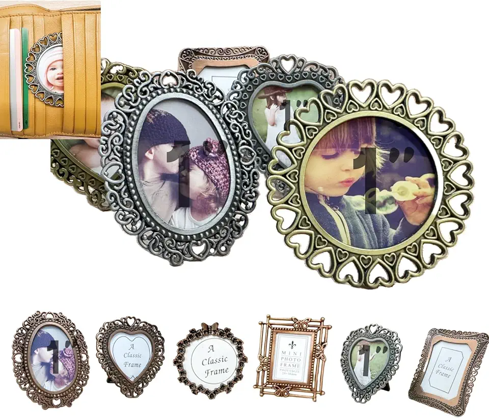 6 Pcs One-Inch Vintage Picture Frame, Tiny Metal...
