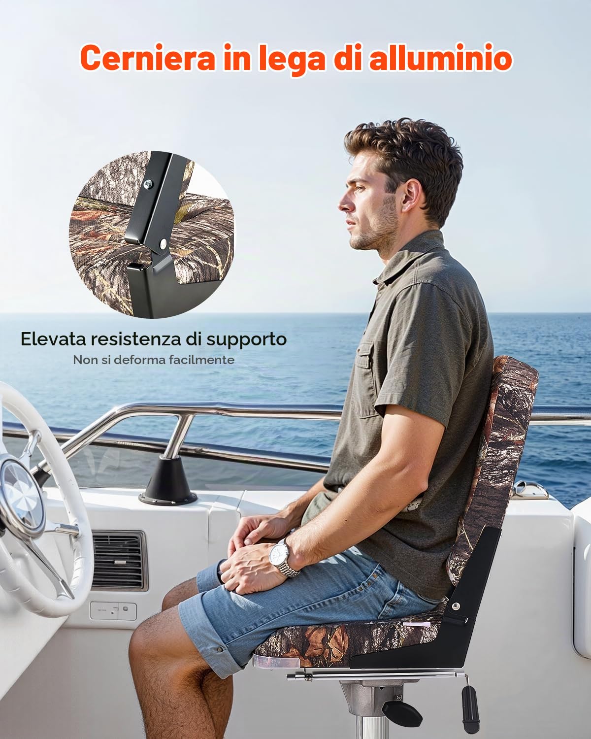 VEVOR Sedia per Barca con Schienale Alto Pieghevole Sedile per Barca da Pesca con Cuscino in Spugna Pelle PU Cerniere in Lega di Alluminio per Barche Yacht Navi, Sedile 2 Pezzi per Barche Pesca