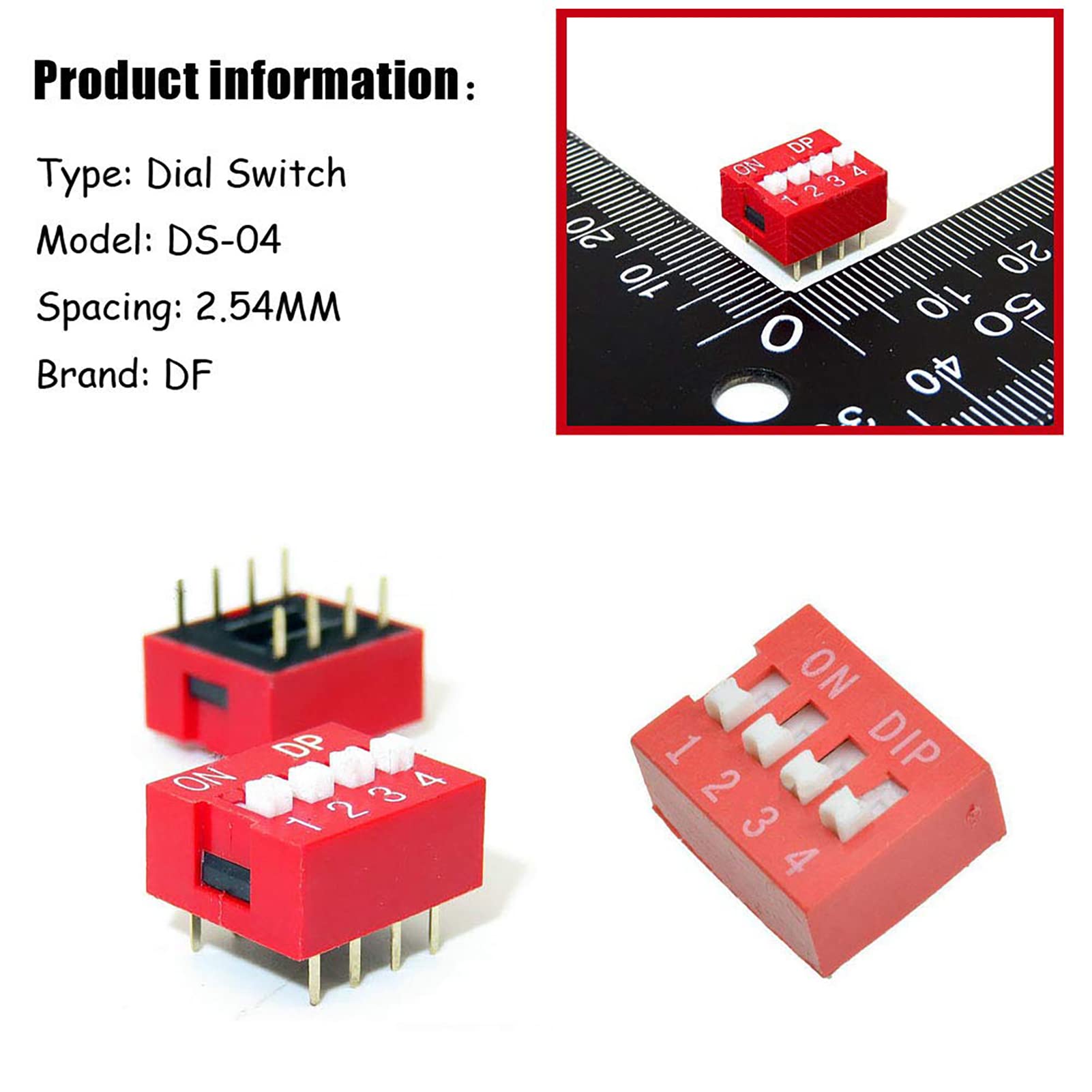 Aexit 2 Pcs 2 Row 16 Pin 16P 8 Position Way 2.54mm Passo SMT SMD DIP Switch Ner-o ID: 693149 - Foto 2