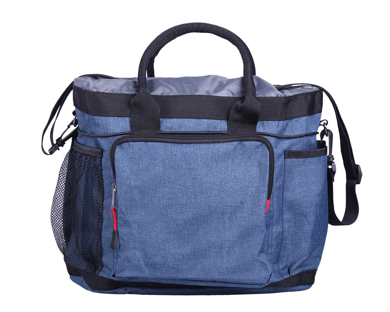 QHP Putztasche Tragegriffe Schulterriemen Gummizug viele Fächer (Blau)