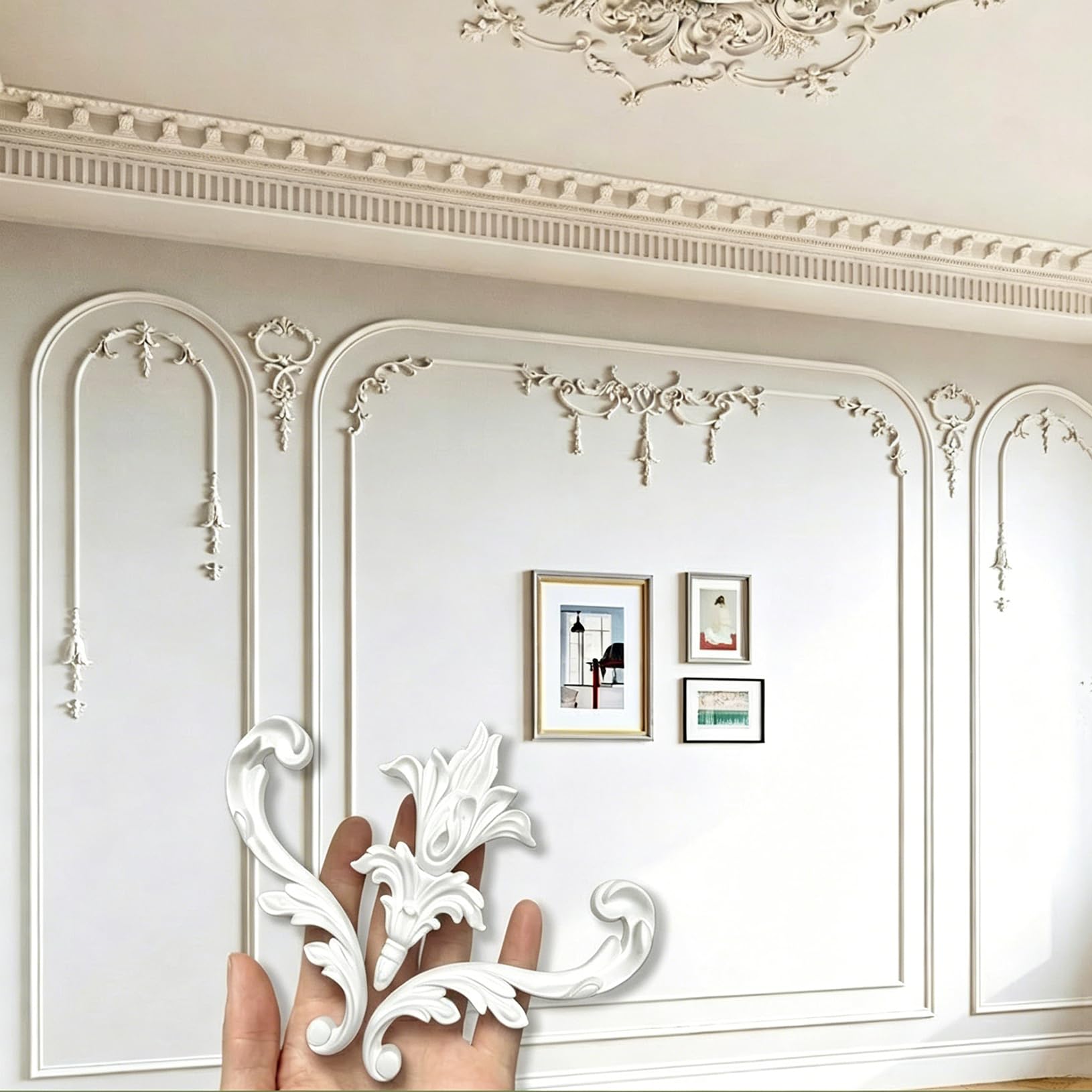 Molduras de pared de esquina PU para salones acogedores, renueve sus marcos con 4 piezas de 16x16