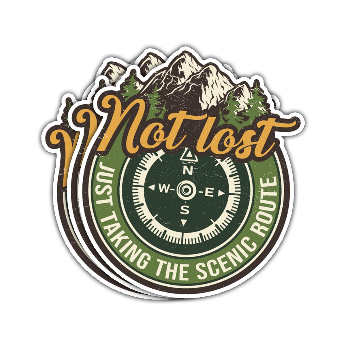 Calcomanías "Not Lost Just Taking The Scenic Route" brújula de aventura x3