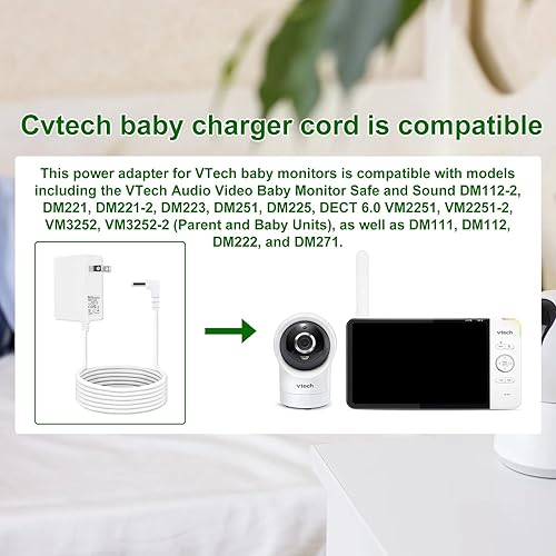 Miniatura 3 de para VTech Baby Monitor Fuente de alimentación para VTech DM221 DM221-2 DM223 Audio de sonido Baby Monitor Cargador Adaptador de corriente