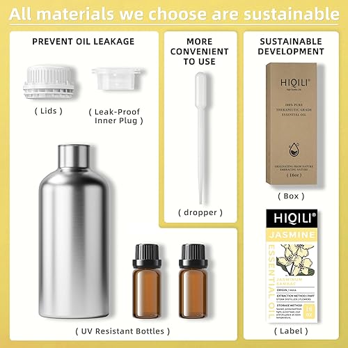 Miniatura 8 de HIQILI Aceite esencial de jazmín de 16 onzas líquidas, 100% puro y natural para difusor, cabello, piel, fabricación de perfumes, 16.9 fl oz