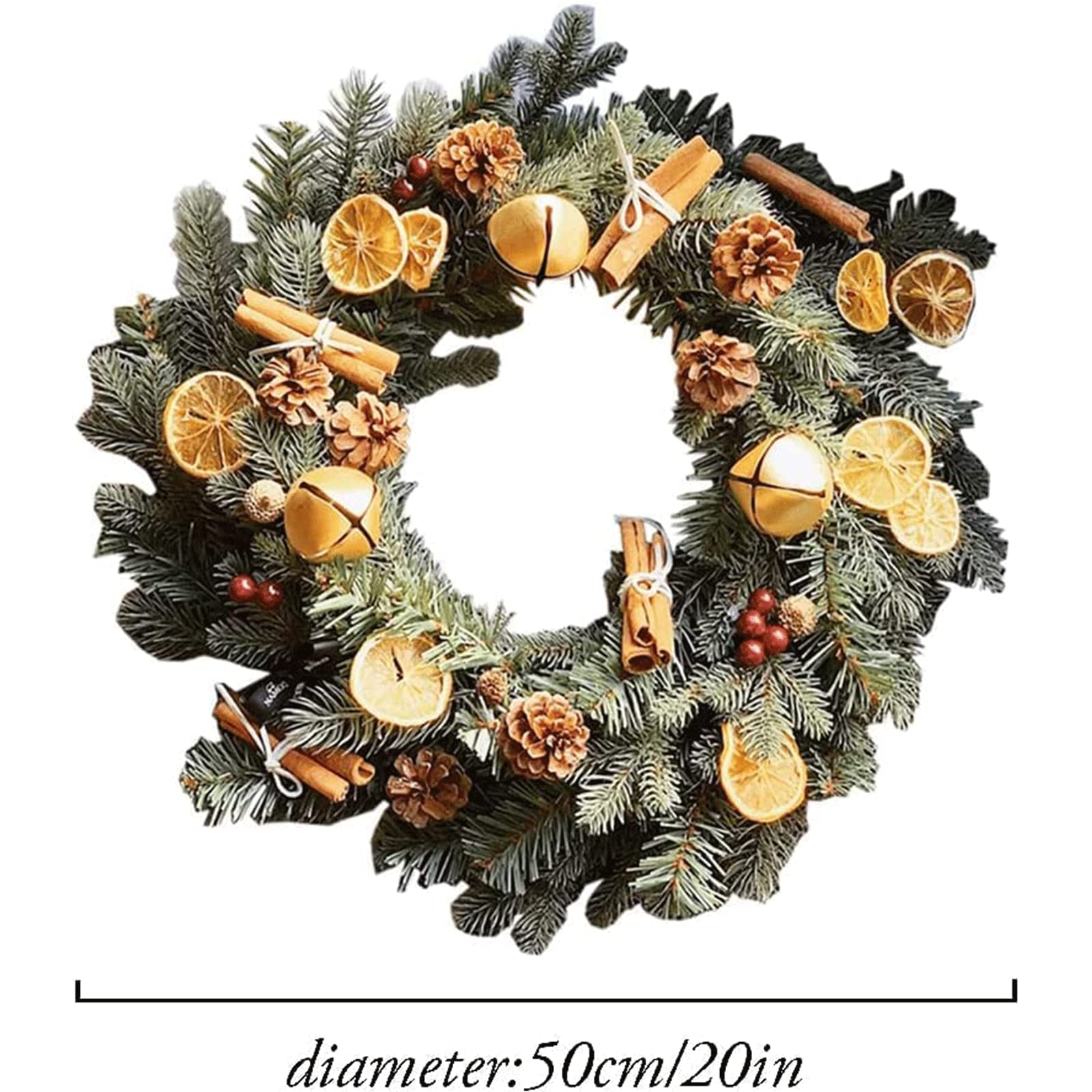 OLOTU Realistico Ghirlanda Natalizia profumata alla Cannella Ghirlanda Decorativa Porta d'ingresso Artificiale Decorazioni Natalizie per la casa con pigne Fatto a Mano