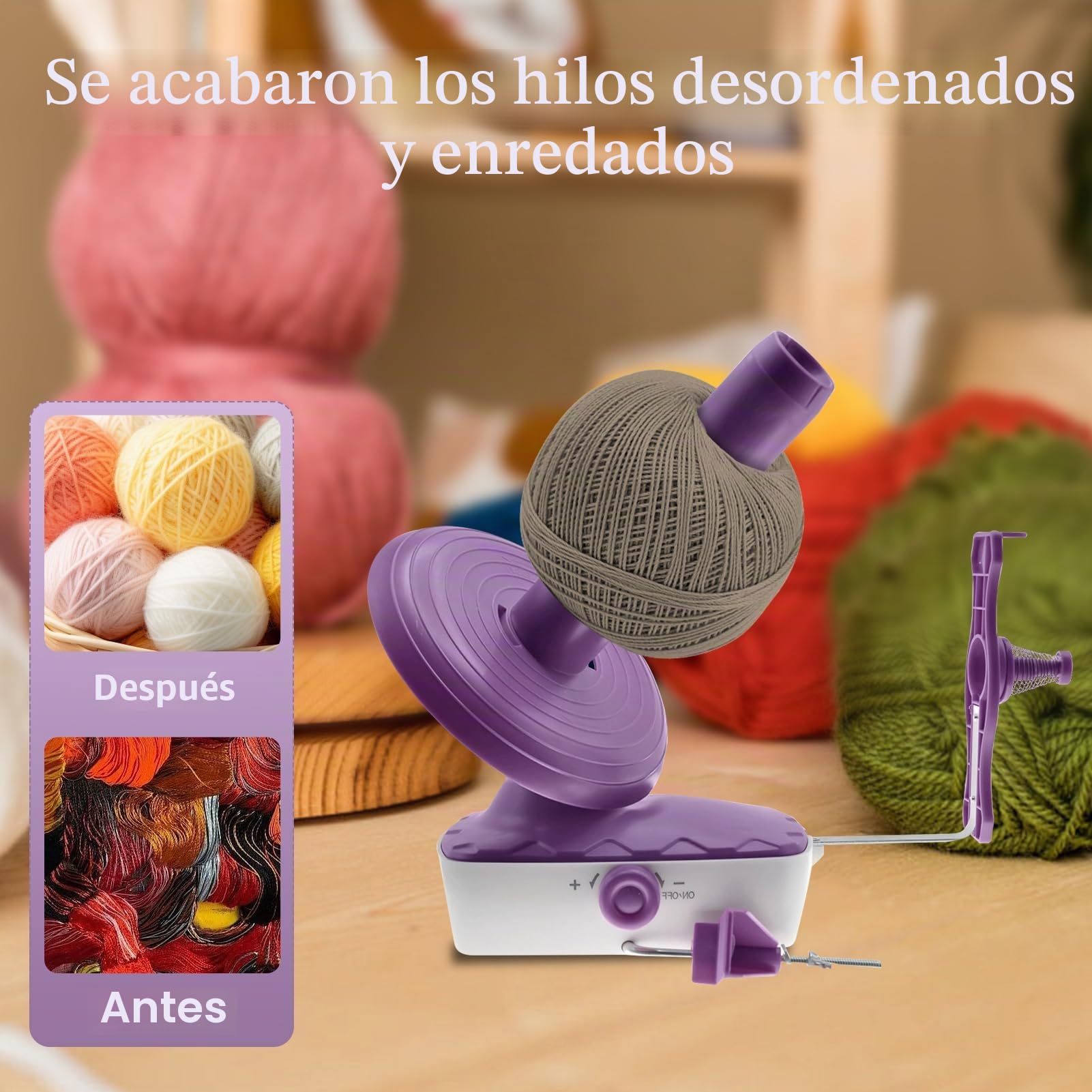 JAOGAUS Bobinadora de Hilo Eléctrica, Devanadora Lana | con Velocidad Continua y Gran Capacidad, Sistema de Doble Resorte de Alta Tensión para Tejer y Hacer Crochet