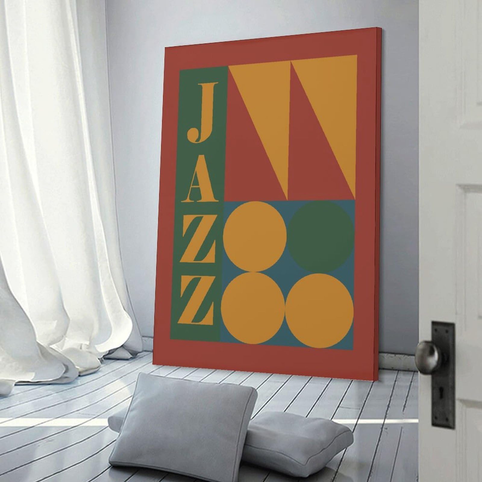 Junmoney Geometric Jazz Canvas Art Print, 24x36inch(60x90cm), for Home Walls, Creative Rooms Or Shared Spaces, Decorative Artwork with Broad Appeal