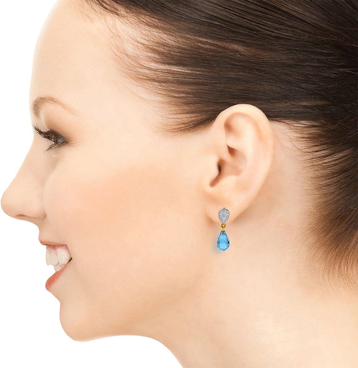 Galaxy Gold GG 14k Solid Gold Blue Topaz Drop Earrings - Image 3