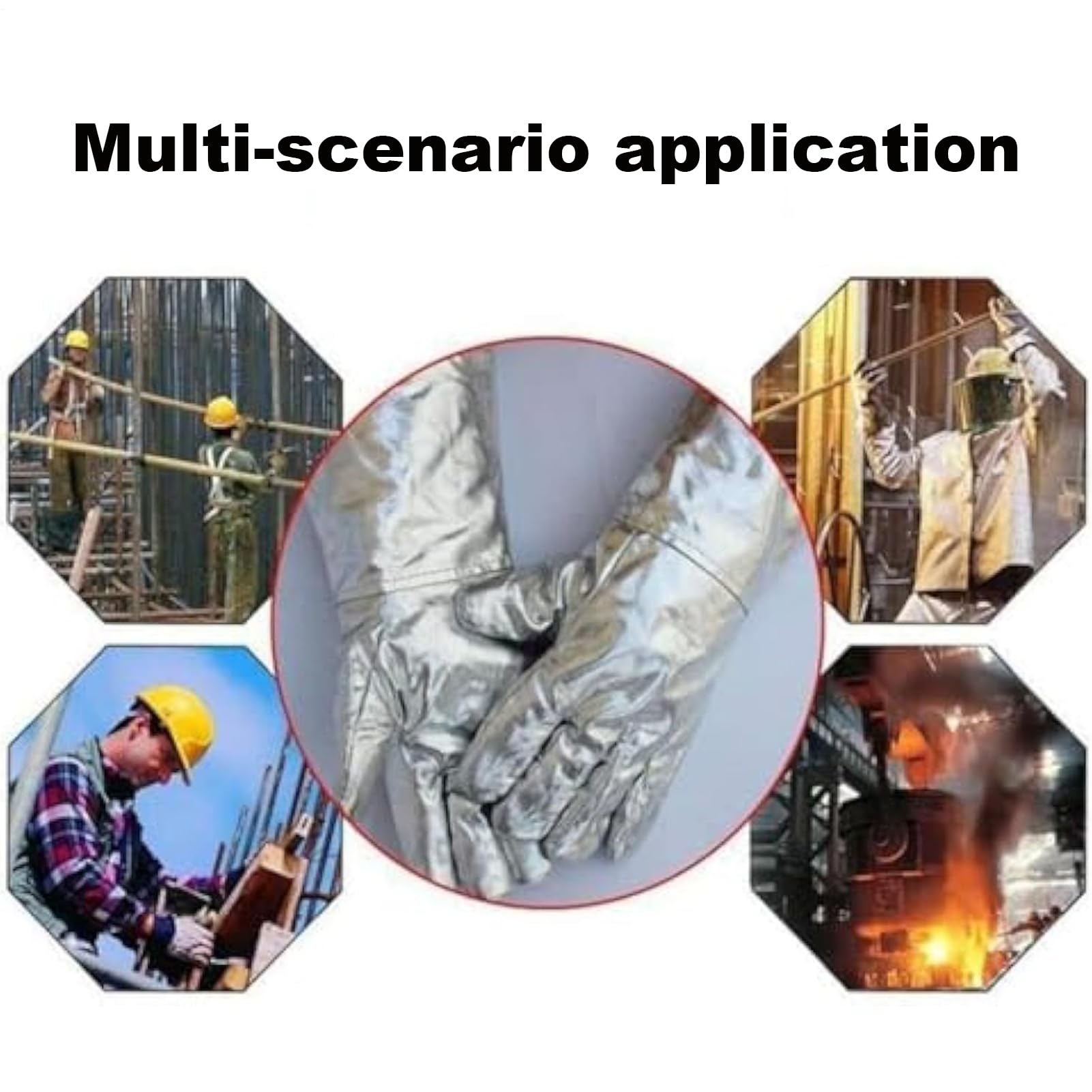 Guantes Termoaislantes,Guantes Protectores con Láminas de Aluminio para Fundición | Mitones De Seguridad Para Cocina Metalurgia Fundicion Acero Restaurante