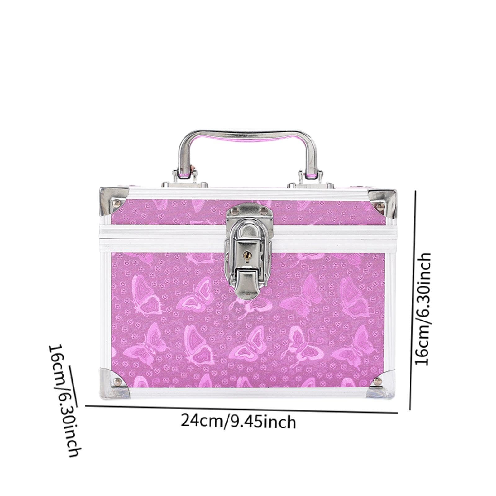 Estuche de Maquillaje, Neceser de Maquillaje, Caja de Almacenamiento Portátil, Kits de Pedicura, Organizador de Joyas, Asa de Aleación de Aluminio, In, Rosa