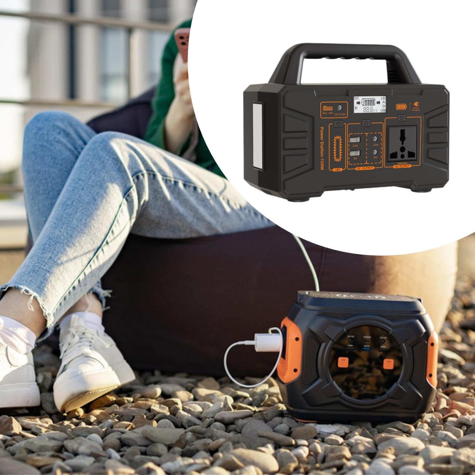 F Fityle Stazione di Alimentazione Portatile, Power Bank di Emergenza da 150 W con Display Intelligente, Elevata capacità, accumulo di energia di Emergenza per