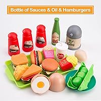 Vista 6 de 105 piezas de accesorios de juguete de cocina para niños, juego de cocina de camping y barbacoa para niños pequeños, juego de ollas, sartenes