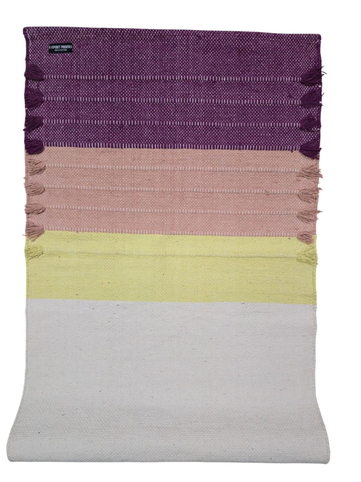 Export Profile 100% Organic Anti Skid Cotton Yoga Mat - Eco-Friendly Hand-Woven Rug - Non-Slip & Thick for Everyday Fitness at Home - Comfortable Extra-Long - Multi 9 (24”x72”x13mm)