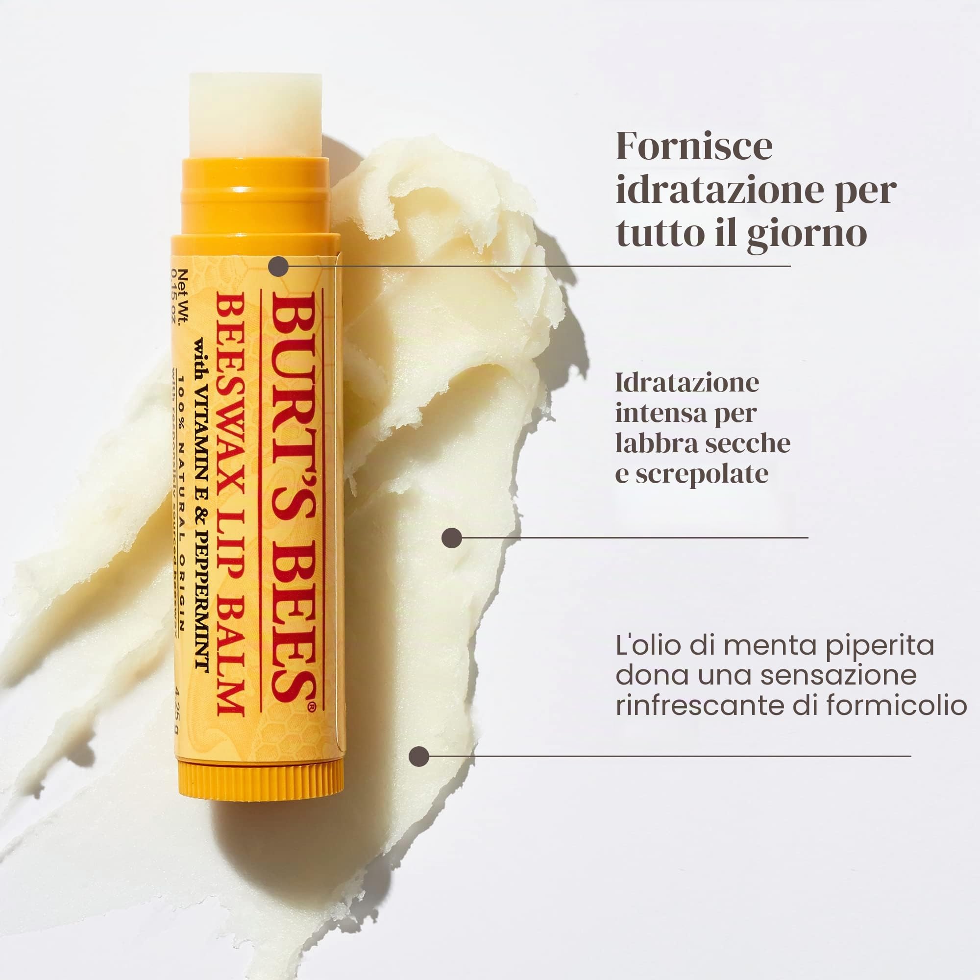 Burt's Bees Balsamo per Labbra, Confezione Multipla, Set di Balsamo per Labbra, Cera d'Api, Fragola, Cocco e Pera, Vaniglia, Best of Burt's, 4x4.25 g