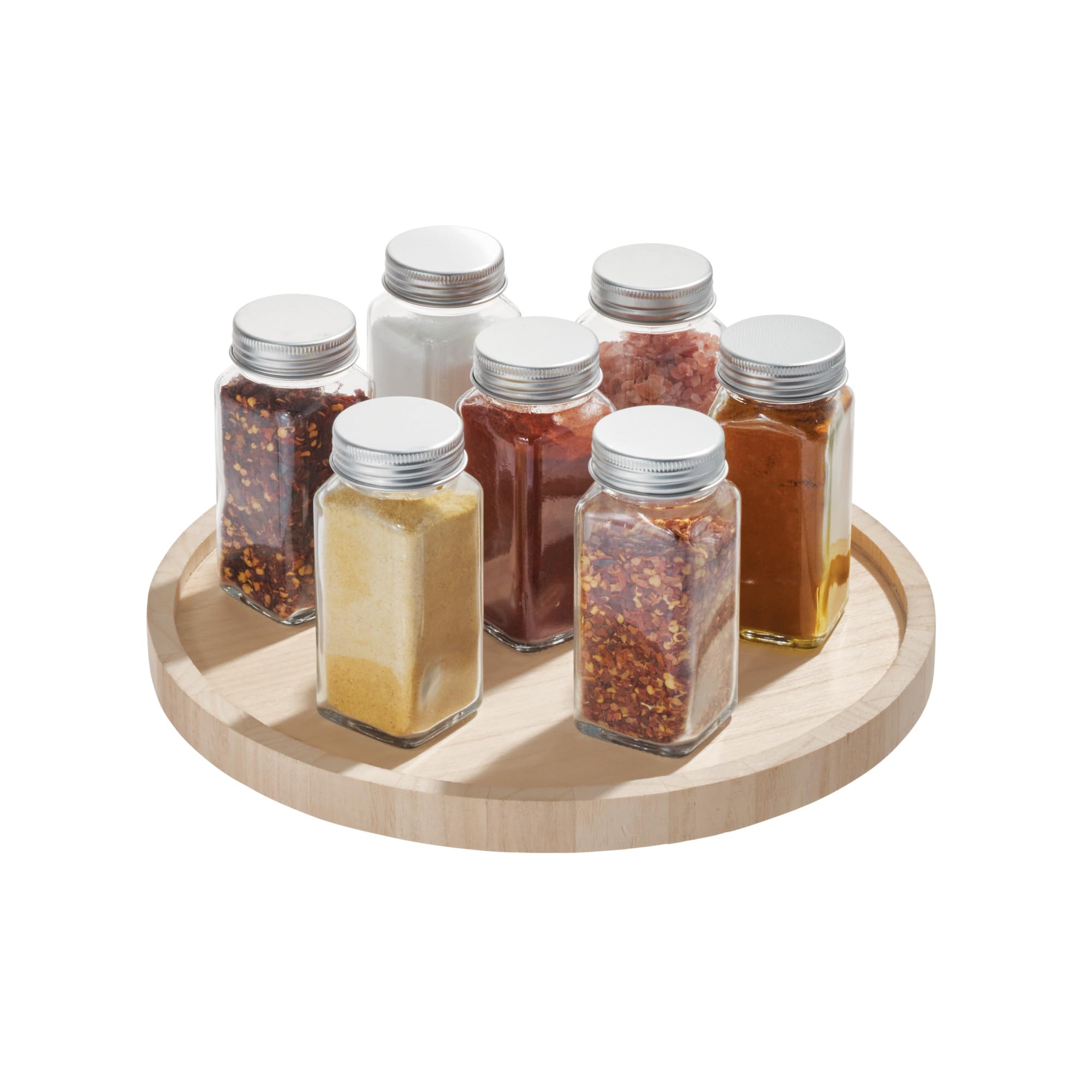 Interdesign Beige Idesign Ecowood Spice Rack, Versatile Rotating Spice Storage Rack Made Of Paulownia Wood, Wooden Spice Rack For Pantries, Cupboards, And Surfaces, 26.67/26.67/3.07 Cm