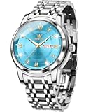 Men Watch Blue Gold Analog Quartz Stainless Steel Waterproof Luminous Date Luxury Casual Watch