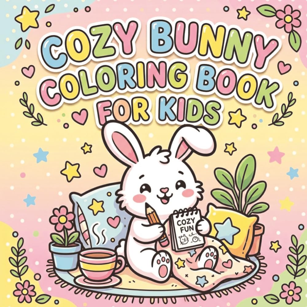 Cute Cozy Bunny Coloring Book for Kids: Bold and Easy Cute Bunny Coloring Pages with Simple Designs, Fun and relaxing Cozy Scenes for kids and teens