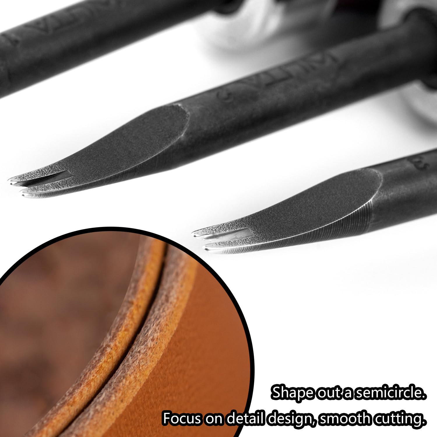 WUTA Lederen randsnijder, 3 stuks professionele lederen randschilfers, koolstofstaal houten handvat, lederverwerking randschillen (0,8 mm 1,0 mm 1,2 mm