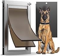 VOSOIR All-Aluminum Large Dog Door - Rust-Proof Heavy Duty Pet Door for Exterior Doors, 2 Magnetic Flaps, Energy Efficient, Up to 110 lbs