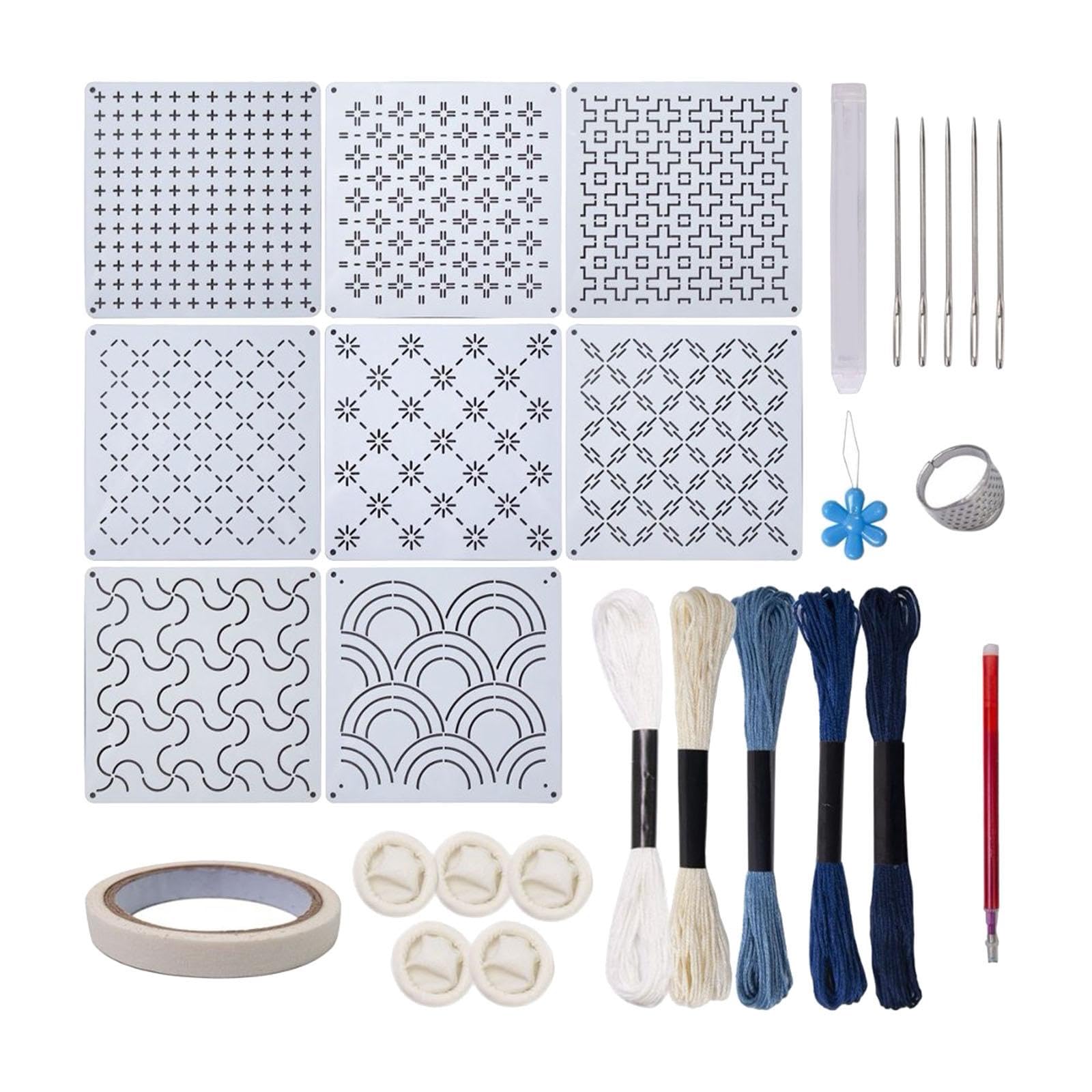 Sashiko Stencil Set Mending Crafts Craft Supplies Geometric Quilting Stencil 13x13cm|Crafts|Needlecrafts & Yarn|Embroidery & Cross Stitch|Hand Embroidery Kits|Cross Stitch Kits-image-45