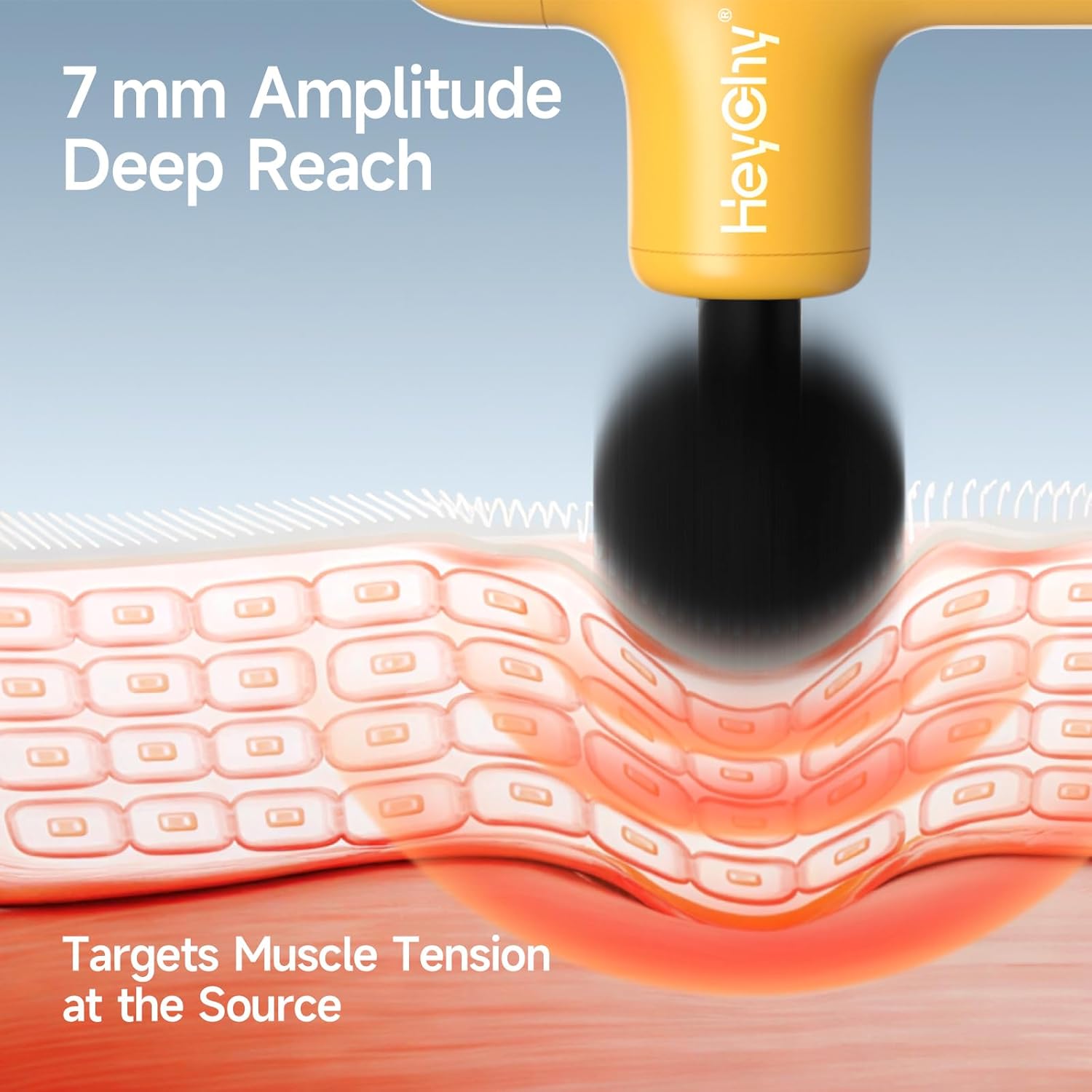 Super Mini Massage Gun Deep Tissue, Handheld Muscle Massager with 4 Heads, Percussion Travel Size Massager Gun for Men & Women Back Pain Relief, Quiet for Home, Gym, Office, Yellow