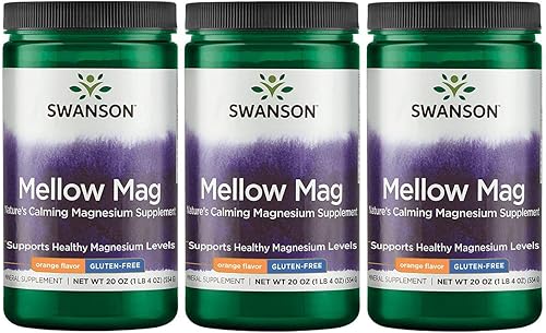 Swanson Mellow Magnesium Esfuerzo de lucha contra bebidas de magnesio, apoyo para el estado de ánimo, hueso, músculo, sistema nervioso, suplemento