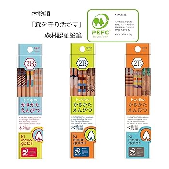 (未使用･未開封品)　トンボ鉛筆 鉛筆 F木物語 かきかた 2B 水色柄 1ダース KB-KF01-2B 60wa65s Amazon | トンボ鉛筆 かきかた鉛筆 2B (3種のデザイン) 木物語