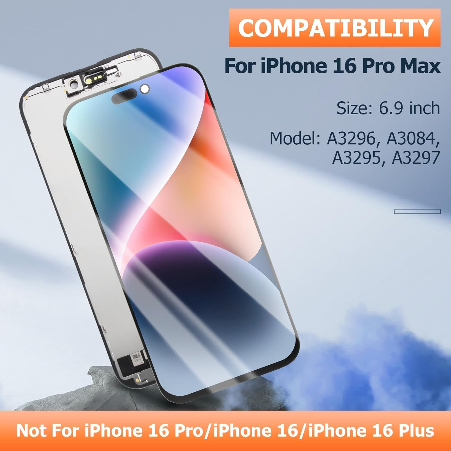 INCELL for iPhone 16 Pro Max Screen Replacement for iPhone 16 Pro Max LCD Display A3296,A3084,A3295,A3297 LCD Digitizer Touch Screen Assembly Repair Part