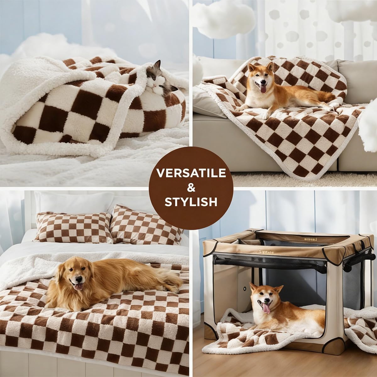 Manta para perro, 2 unidades, impermeable, a prueba de fugas, para perros y gatos, manta cálida y esponjosa para perros pequeños y medianos, funda de sofá de franela para mascotas, protector