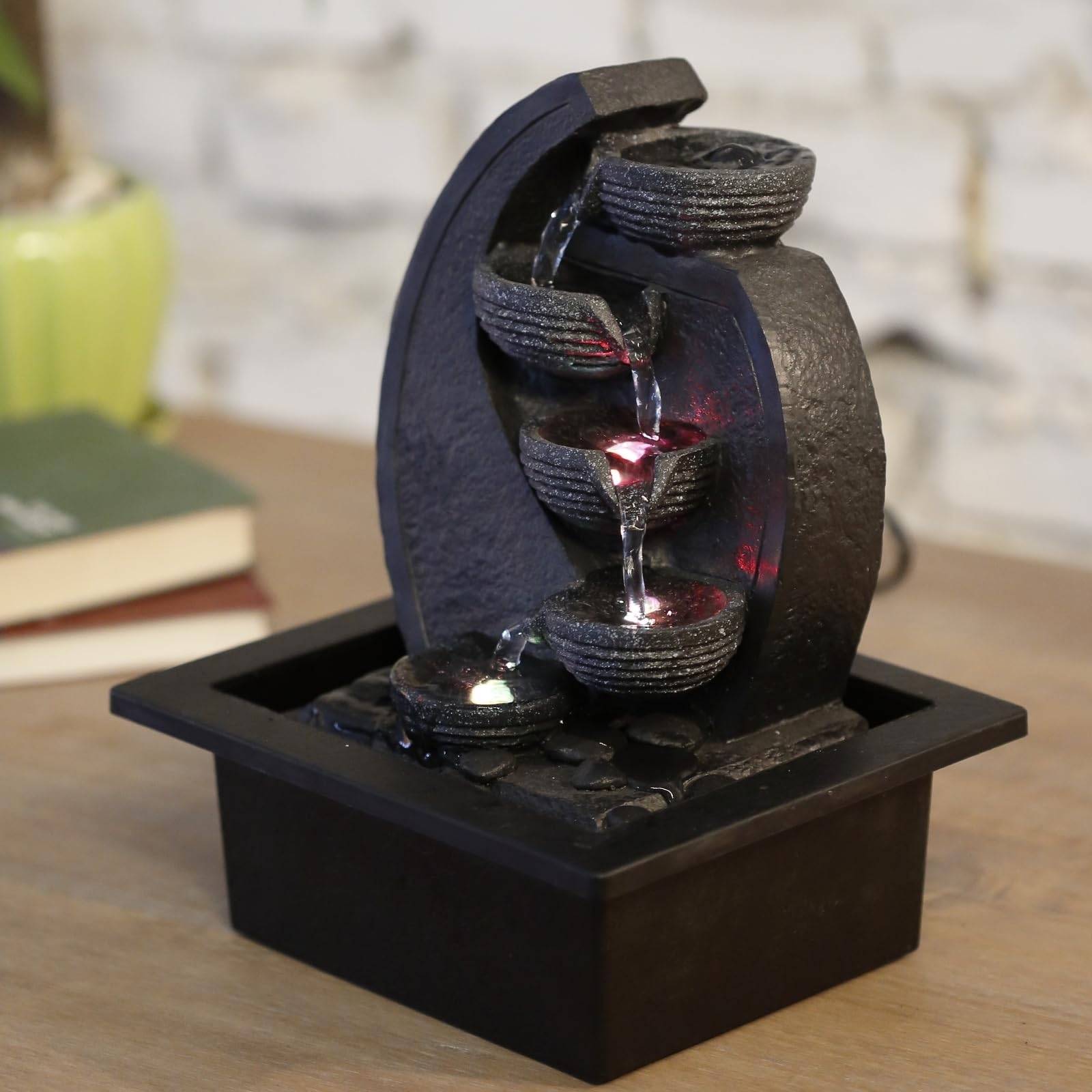 Zen'Light, Cascata-V2 Fontana poliresina, Colore: Grigio/Nero 17 x 21 x 26 cm