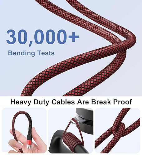 Miniatura 6 de Cable USB C a USB C de 60 W, paquete de 5 cables de carga USB C trenzados de 10 pies, cable de carga rápida tipo C para iPhone 1515 Plus15Pro  15Pro