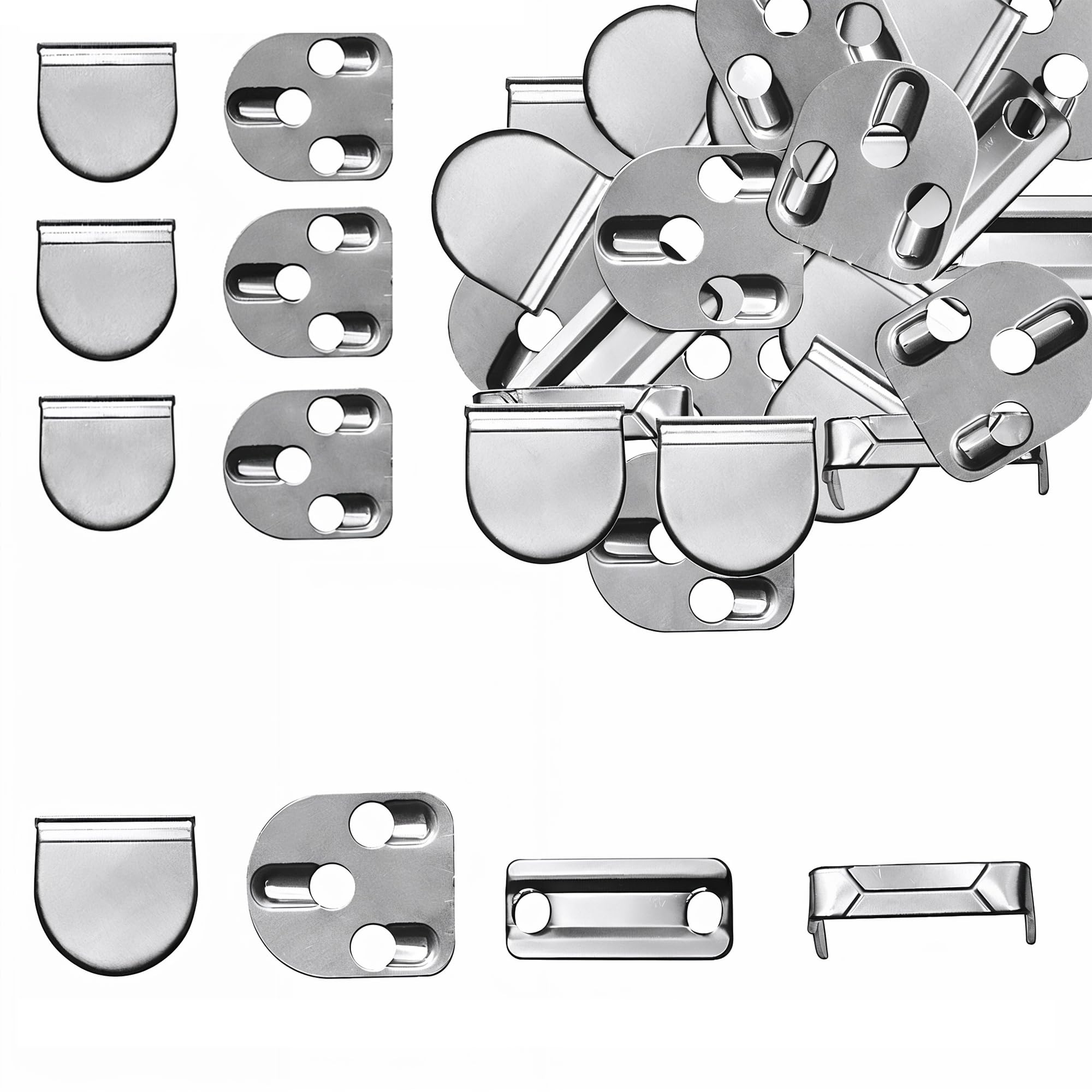 Trimming Shop 11mm Silver Hook and Bar Fastener Closures for Trousers, Skirts, Tunics, Undergarments, DIY craft Projects, Four Parts Non Sew Clasps, 20pcs