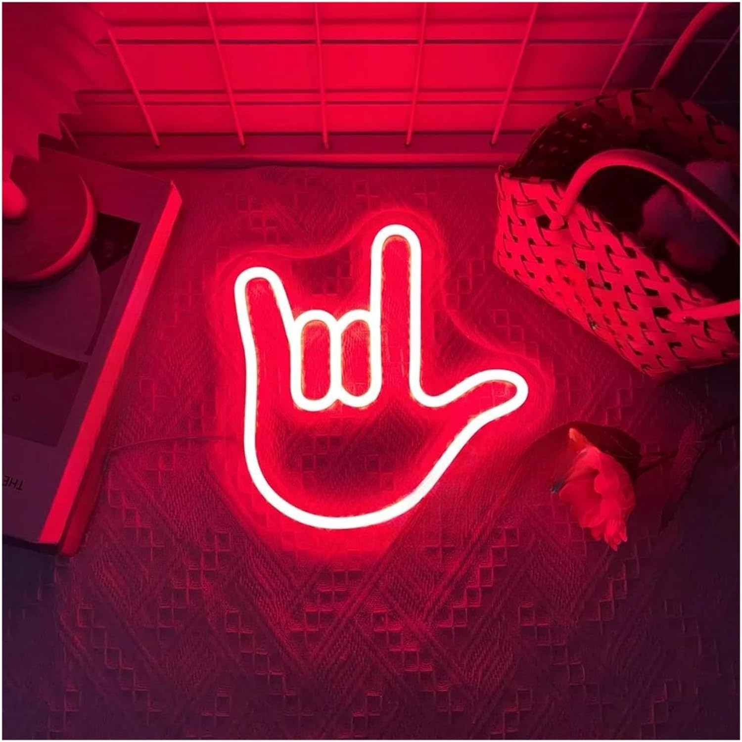 Insegna al per eon con gesti, luci per neon alimentate a mano insegna per scritta "Love", decorazione da parete(40cmx40cm)