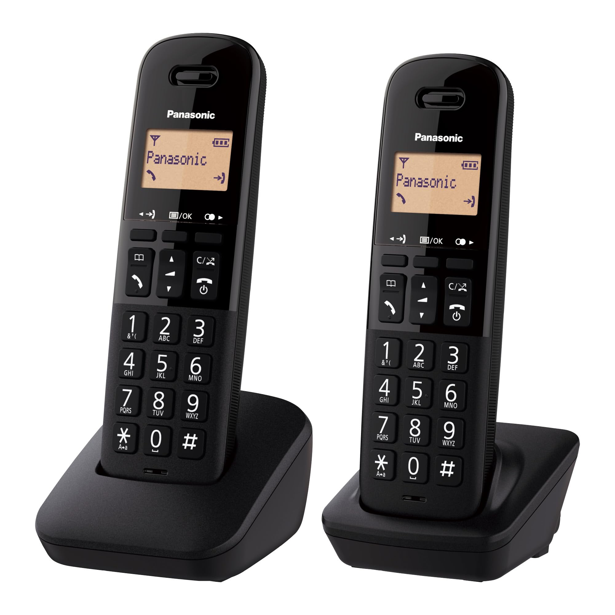 Panasonic KX-​TGB612 Teléfono Inalámbrico Digital, Unidad Base y 2 Auriculares, Identificador Y Bloqueador de Llamadas, Volumen Mejorado Del Receptor, Resistente A Golpes, Pantalla LCD, Negro